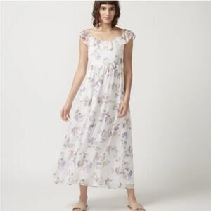 Self Contrast Gianna Floral Smocked Maxi Dress XS Ruffle Prairie Cottage NWT
